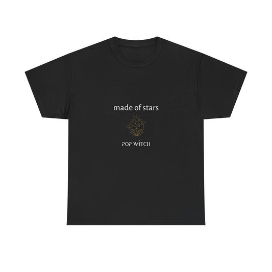 Celestial Vibes Unisex Heavy Cotton Tee | Made of Stars | Astrology Shirt, Witchy Apparel, Gift for Star Lovers, Galaxy Print Tee